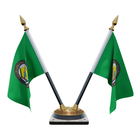 Gulf Cooperation Council Double Desk Flag Stand  3D Icon