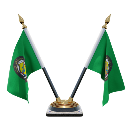 Gulf Cooperation Council Double Desk Flag Stand  3D Illustration