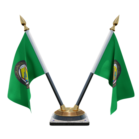 Gulf Cooperation Council Double (V) Desk Flag Stand  3D Icon