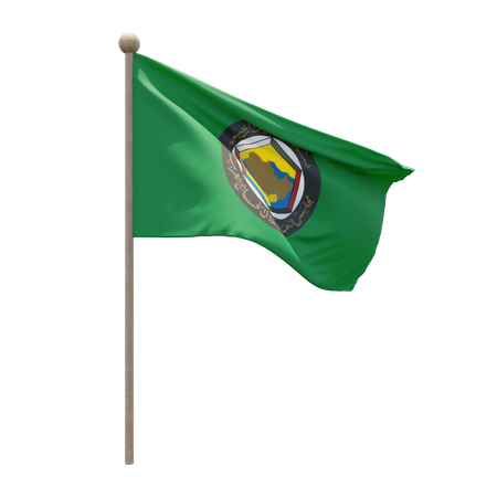 Gulf Cooperation Council Flag Pole  3D Illustration