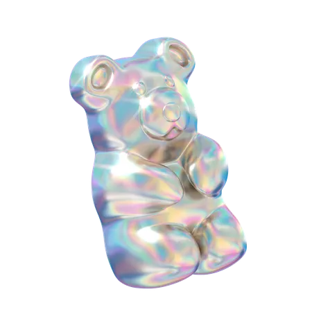 Gummy Bear With Holographic Color Illustration In 3 D Design 3D Icon