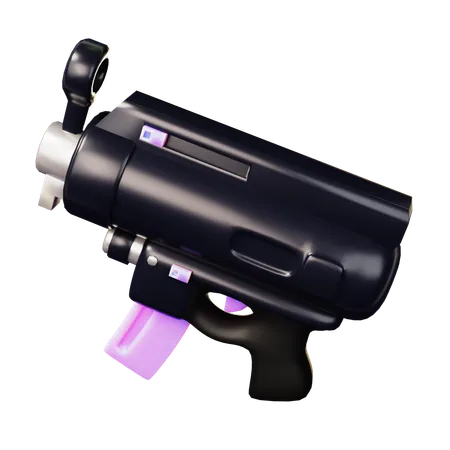 Cute Cartoon MP 5 Gun Weapon In Black And Purple Tone Police Bandit And Military Weapon Defense Help Option Against Enemy Aggressor Anti Terrorism Action 3D Icon