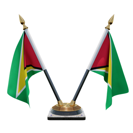 Guyana Double (V) Desk Flag Stand 3D Icon
