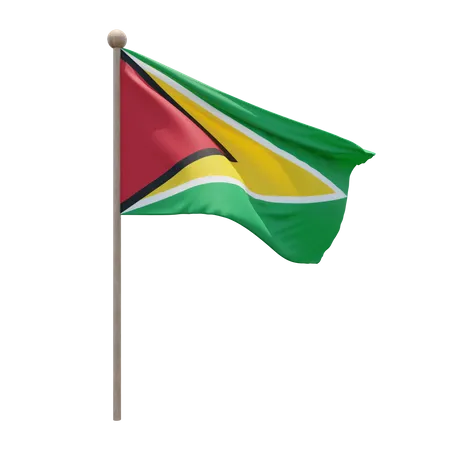 Guyana Flag Pole 3D Illustration