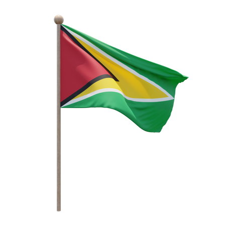 Guyana Flagpole 3D Illustration