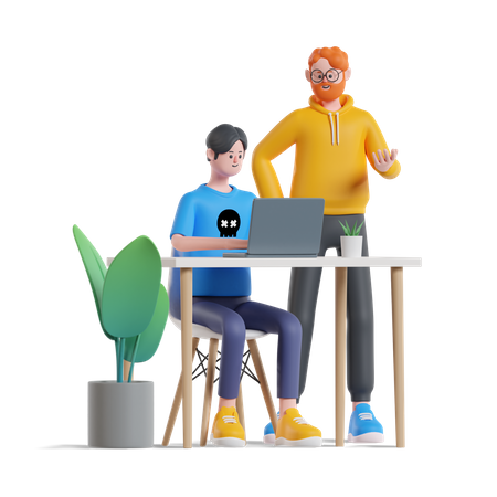 Guys Discussion About Work  3D Illustration