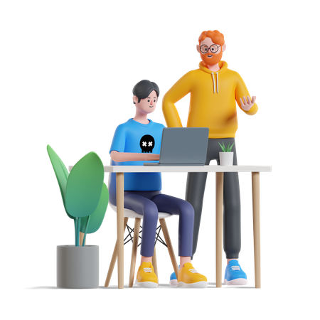 Guys Discussion About Work 3D Illustration