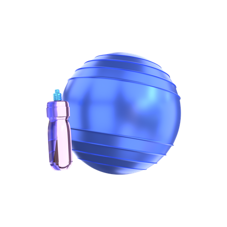 Gym Ball With Drink 3D Illustration