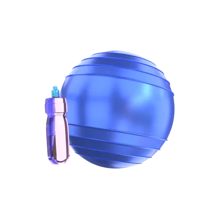 Gym Ball With Drink  3D Illustration