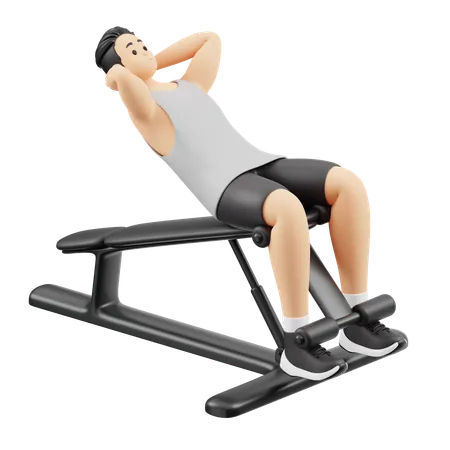 Gym boy doing Abdominal Bench exercise  3D Illustration