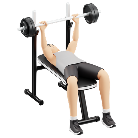 Gym boy doing Bench Press exercise  3D Illustration