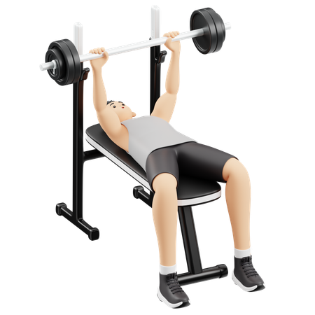 Gym boy doing Bench Press exercise  3D Illustration