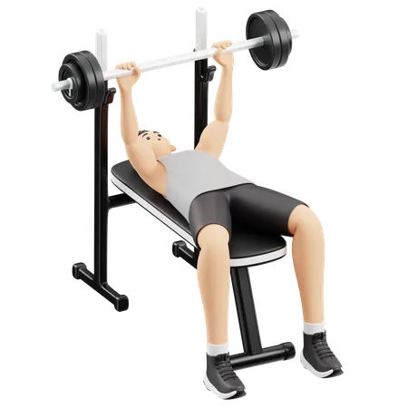 Gym boy doing Bench Press exercise  3D Illustration