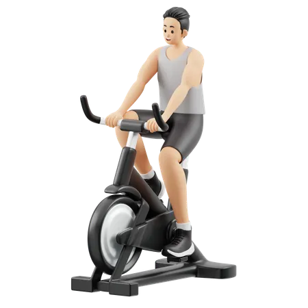 Gym boy doing gym cycling  3D Illustration