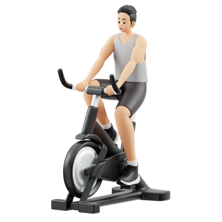 Gym boy doing gym cycling  3D Illustration