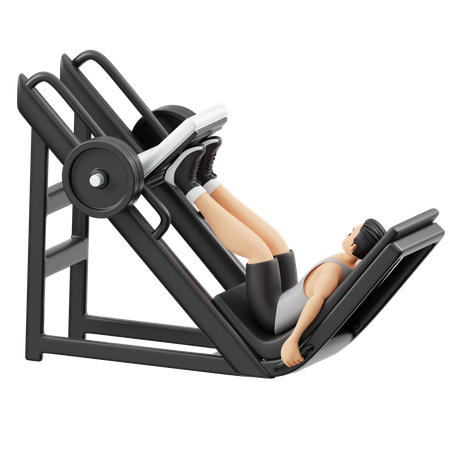 Gym boy doing Leg Press  exercise using Machine  3D Illustration