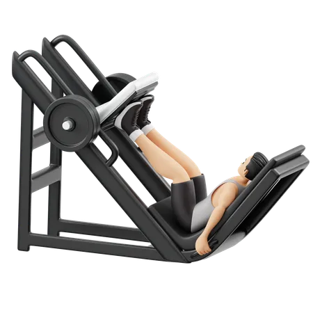 Gym boy doing Leg Press  exercise using Machine  3D Illustration