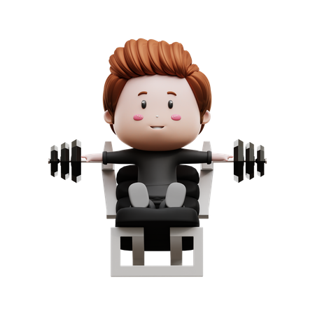 Gym Boy Lifting Barbell 3D Illustration