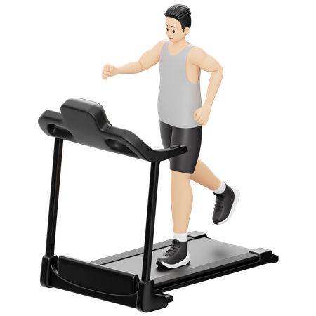 Gym boy running on Treadmill  3D Illustration