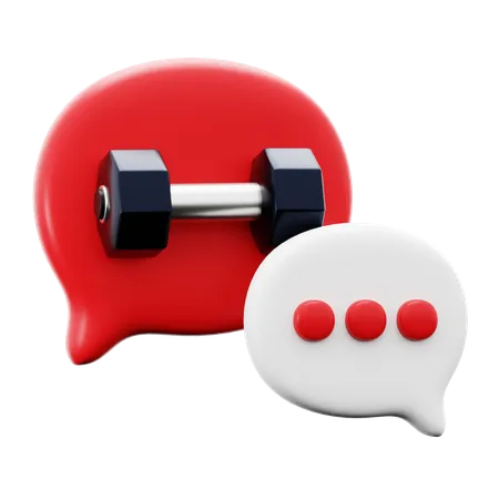 Fitness Gym Chat Forum With Speak Symbol And Dumbell 3 D Icon Illustration Render Design 3D Icon