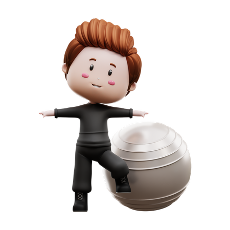 Gym Stretching avec ballon de gymnastique  3D Illustration