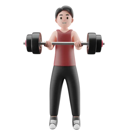 Homme de gym faisant des exercices d'haltérophilie  3D Illustration