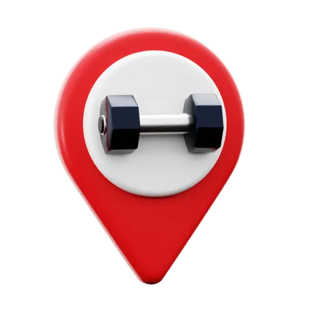 Dumbbell On Pin Map Location For Fitness Gym Club Workout Training Point 3 D Icon Illustration Render Design 3D Icon