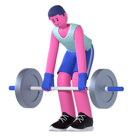 Gym Man Doing Deadlift Exercise  3D Illustration