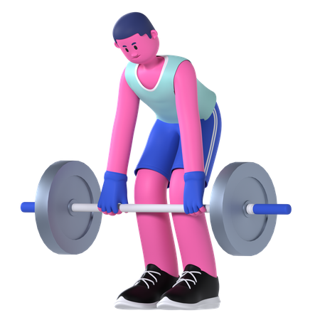 Gym Man Doing Deadlift Exercise  3D Illustration