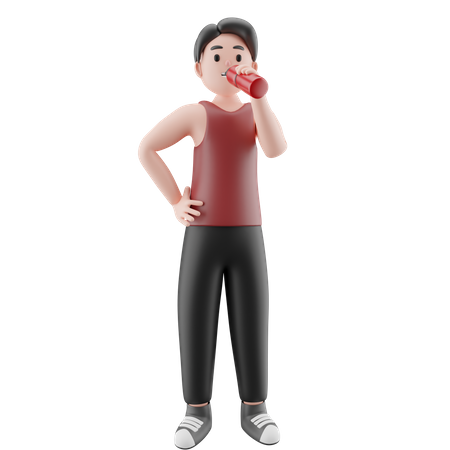 Gym Man Drinking Energy Drink  3D Icon