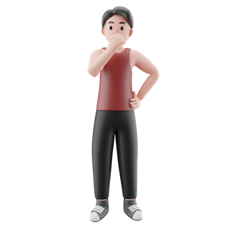 Gym Man Thinking  3D Illustration