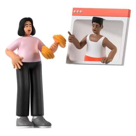 Gym Trainer Giving Online Gym Instruction  3D Icon