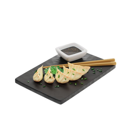 Gyoza or fried dumplings  3D Illustration