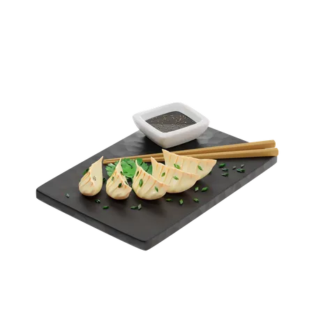 Gyoza or fried dumplings  3D Illustration