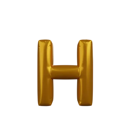 3 D Illustration Of Golden Balloon Concept Alphabet H 3D Illustration