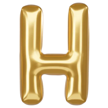 H Alphabet 3 D Illustration In Golden Balloon Style 3D Icon