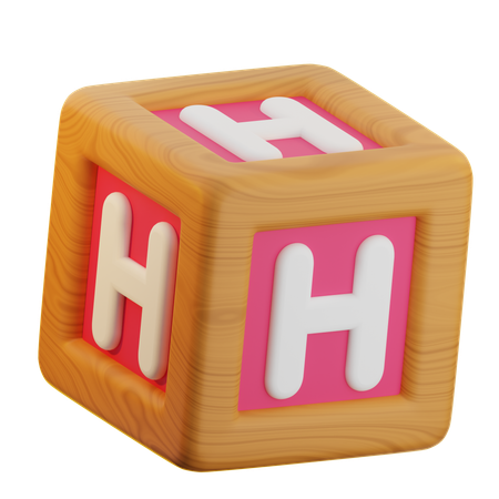 H Cube Block  3D Icon