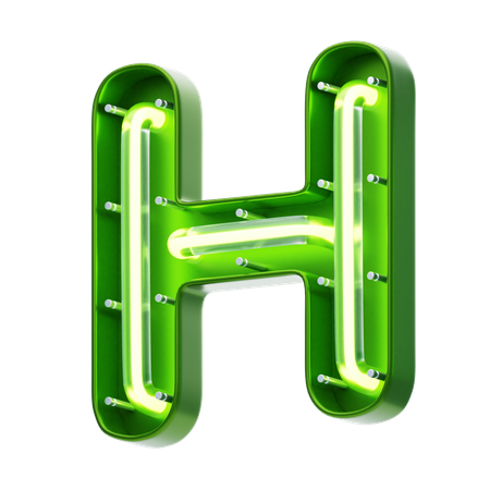H Letter Shape Neon Text  3D Icon