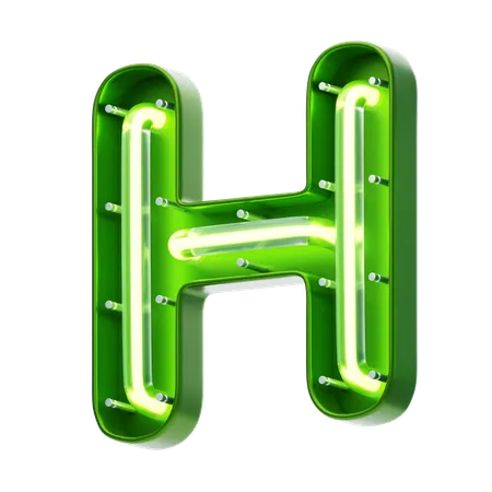 H Letter Shape Neon Text  3D Icon