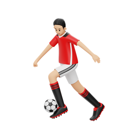 Habilidade de drible de jogador de futebol  3D Illustration