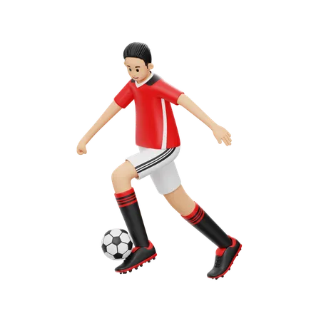 Habilidade de drible de jogador de futebol  3D Illustration