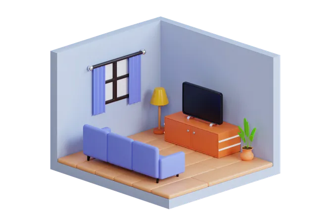 Cuarto familiar  3D Illustration