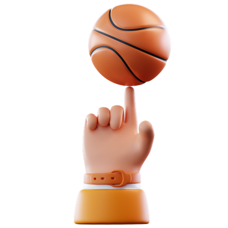 El dedo hace girar la pelota de baloncesto.  3D Icon