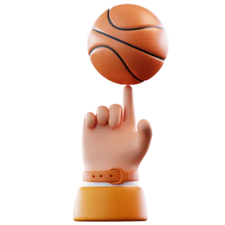 El dedo hace girar la pelota de baloncesto.  3D Icon