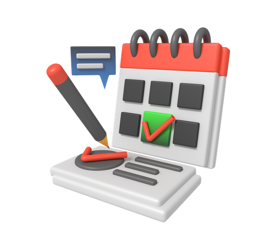 Hacer planificación de horarios usando la lista de verificación del calendario  3D Icon