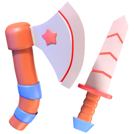 Hacha y espada  3D Icon