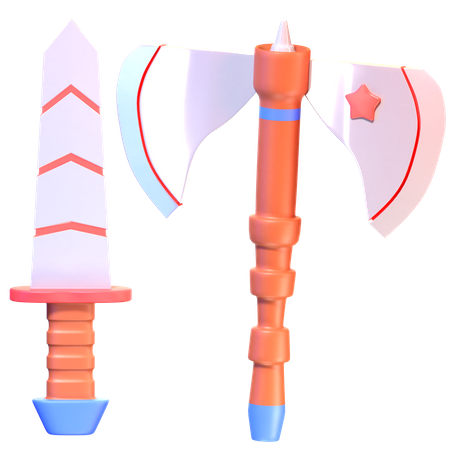 Hache et épée  3D Icon