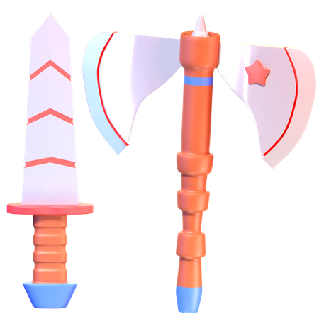 Hache et épée  3D Icon