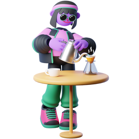 Haciendo café  3D Icon