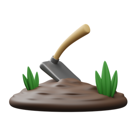 Hacke und Erde  3D Icon